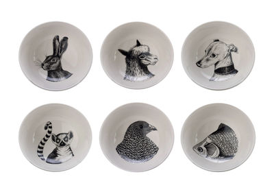 Tavola - Ciotole - Ciotola Animals - / Set da 6 - Porcellana di Pols Potten - Nero & bianco - Porcellana vetrificata