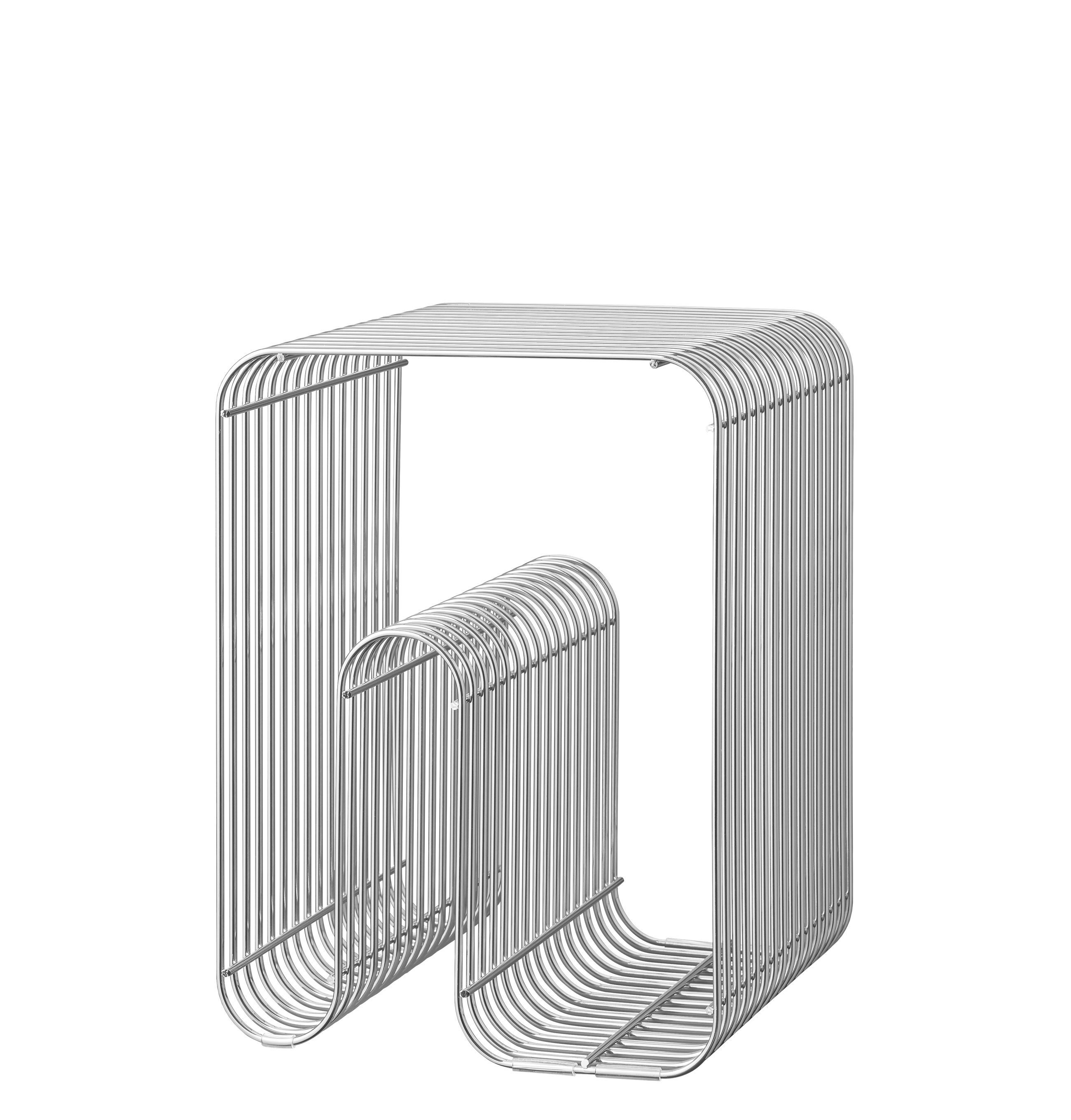 Curva - Table d'appoint Curva / Tabouret - Argent