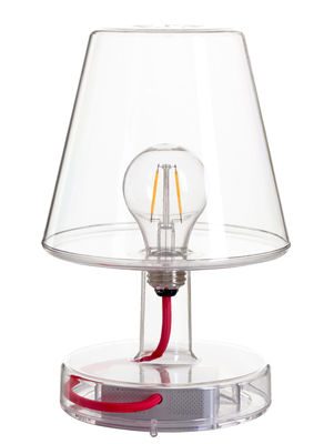 Illuminazione - Lampade da tavolo - Lampada senza fili Transloetje - / LED - Ø 16 x H 25 cm di Fatboy - Cavo trasparente/rosso - policarbonato