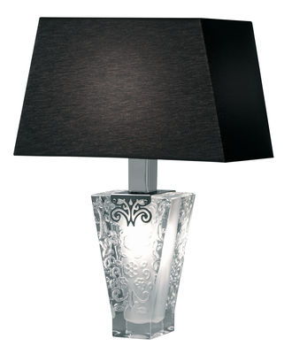 Luminaire - Lampes de table - Lampe de table Vicky - Fabbian - Abat-jour noir - Coton, Métal chromé, Verre