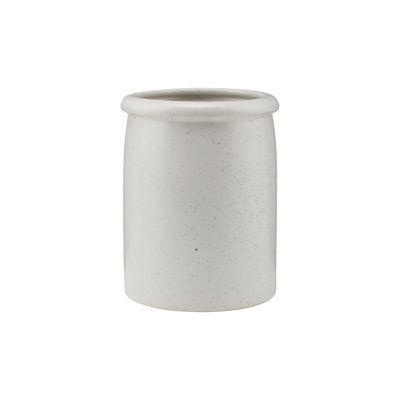 Table et cuisine - Nettoyage et rangement - Pot à ustensiles Pion / Ø 11 x H 15 cm - Porcelaine mouchetée - House Doctor - Blanc-gris - Porcelaine émaillée