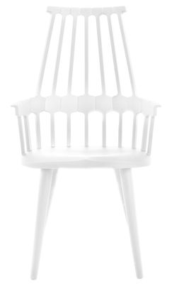 Möbel - Comback Sessel /mit 4 Holzfüßen - Kartell - Weiß / Füße weiß - Esche, Polykarbonat