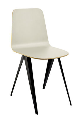 Mobilier - Chaises, fauteuils de salle à manger - Chaise Sanba / 40 x 50,5 cm - Serax - Blanc crème & or / Pied noir - Acier, Mélamine, Polyuréthane