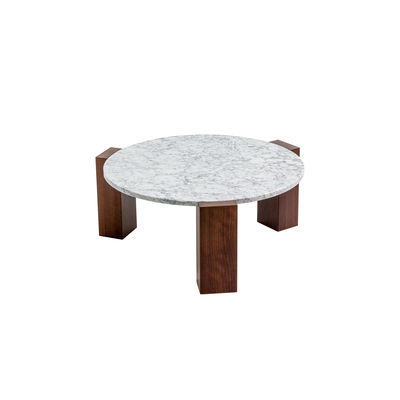 Mobilier - Tables basses - Table basse Gogan / Ø 86 cm - Marbre - Moroso - Blanc grisé  (marbre) / Marron foncé - Frêne verni, Marbre