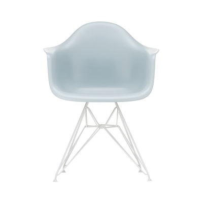 Furniture - Chairs - DAR - Eames Plastic Armchair Armchair - / (1950) - White legs by Vitra - Bluish grey / White legs - Epoxy lacquered steel, Polypropylene