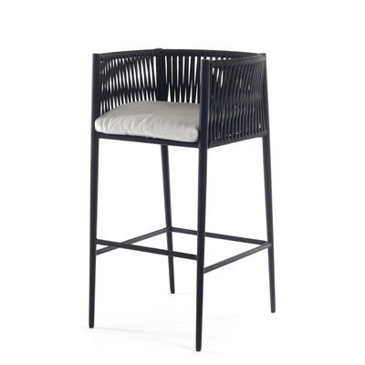 Furniture - Bar Stools - Luce Bar chair - / H 66 cm - With cushion by Unopiu - Grey / Ecru white cushion - Acrylic fabric, Aluminium, Foam, Synthetic fibre