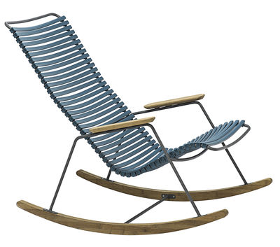 Outdoor - Sedie da giardino - Rocking chair Click / Plastica & bambù - Houe - Blu petrolio - Bambù, Materiale plastico, Metallo
