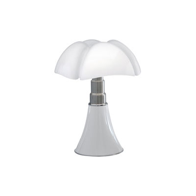Luminaire - Lampes de table - Lampe de table Minipipistrello LED / Variateur - H 35 cm - Martinelli Luce - Blanc - Acier inox brossé, Aluminium verni, Méthacrylate
