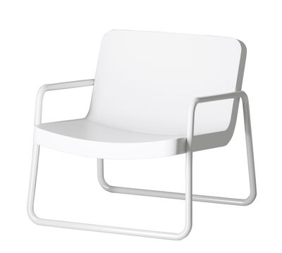 Furniture - Armchairs - Time out Low armchair - Stackable by Serralunga - White / Feet white - Lacquered metal, Polythene