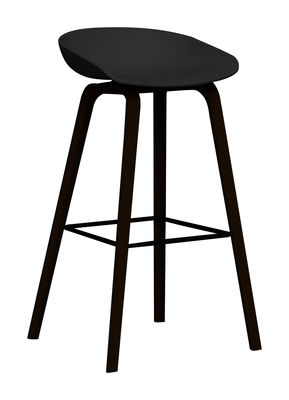 Möbel - Barhocker - About a stool AAS 32 Barhocker - Hay - Schwarz - Gestell Holz schwarz gebeizt - Esche, Polypropylen