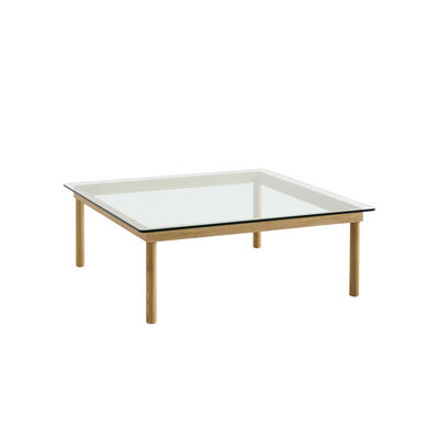 Furniture - Coffee Tables - Kofi Coffee table - / 100 x 100 cm - Glass & wood by Hay - Oak / Clear glass - Soak glass, Solid oak
