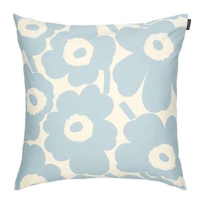 Decoration - Cushions & Poufs - Pieni Unikko Cushion cover - / 50 x 50 cm by Marimekko - Pieni Unikko / Light blue - Cotton