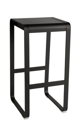 Furniture - Bar Stools - Bellevie High stool - H 75 cm / Aluminium by Fermob - Liquorice - Painted aluminium