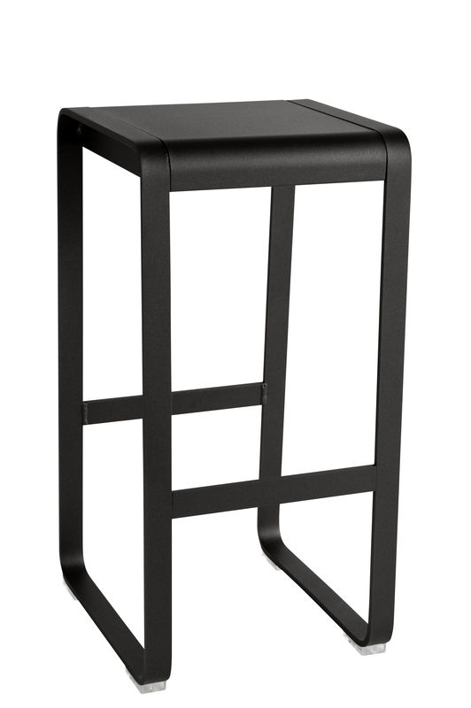 Furniture - Bar Stools - Bellevie High stool metal black H 75 cm / Aluminium - Fermob - Liquorice - Painted aluminium