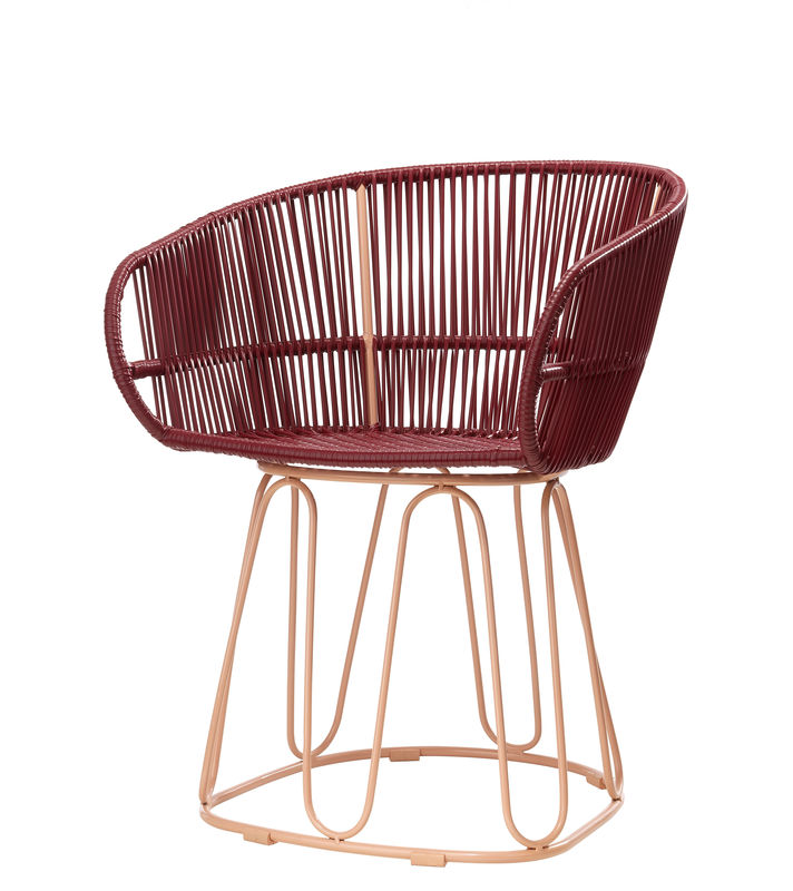 Möbel - Stühle  - Sessel Circo Dining plastikmaterial rot - ames - Rot / Stuhlbeine rosa - Recycelte Kunststoffdrähte, Thermolackierter verzinkter Stahl