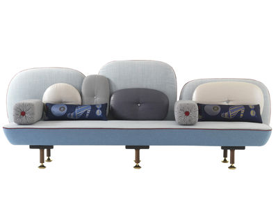 Möbel - Sofas - My Beautiful Backside Sofa L 261 cm - Moroso - Helles Blau - Metall, Nussbaum, Wolle