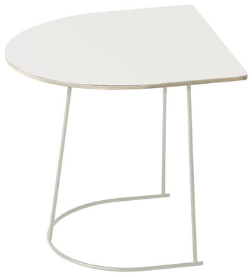 Mobilier - Tables basses - Table d'appoint Airy Half / 44 x 39 cm - Muuto - Blanc cassé - Acier peint, Contreplaqué, Stratifié