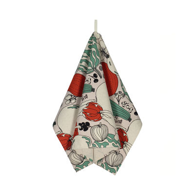 Tableware - Tea Towels & Aprons - Vihannesmaa Tea towel - / 47 x 70 cm by Marimekko - Vihannesmaa / Red, green - Cotton, Linen