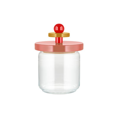 Tableware - Storage jars and boxes - / By Ettore Sottsass - 75 cl Airtight jar - / Alessi 100 Values ​​Collection by Alessi - Pink - FSC-certified solid turned lime wood, Glass, Silicone