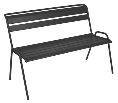 Furniture - Benches - Monceau Bench with backrest - W 116 cm - 2 to 3 guests by Fermob - Anthracite - Painted steel