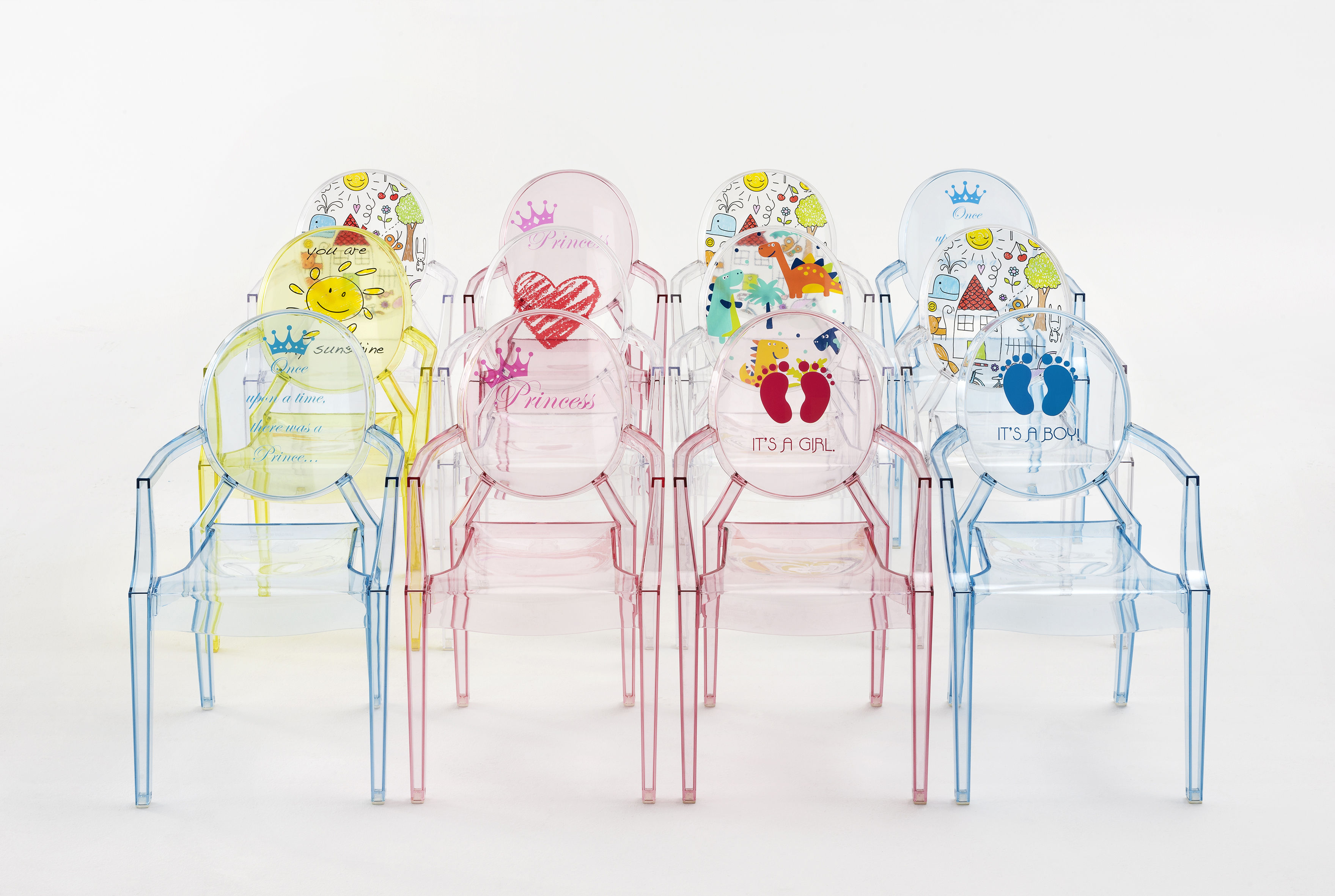 KARTELL LOU LOU GHOST LOULOU SEDIA TRASPARENTE ROSA PER BAMBINI ORIGINALE  NUOVA