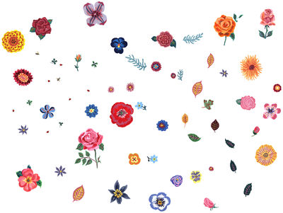 Decoration - Wallpaper & Wall Stickers - Des fleurs Sticker - Set of 40 by Domestic - Multicoloured - Vinyl