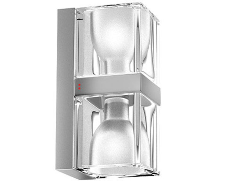 Illuminazione - Lampade da parete - Applique Cubetto - Crystal Glass vetro trasparente Doppia - Fabbian - Trasparente - Metallo cromato, Vetro