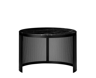 Furniture - Coffee Tables - Pausillus Small Coffee table - / Perforated metal & marble by AYTM - Small / Black - Marble, Perforated painted iron