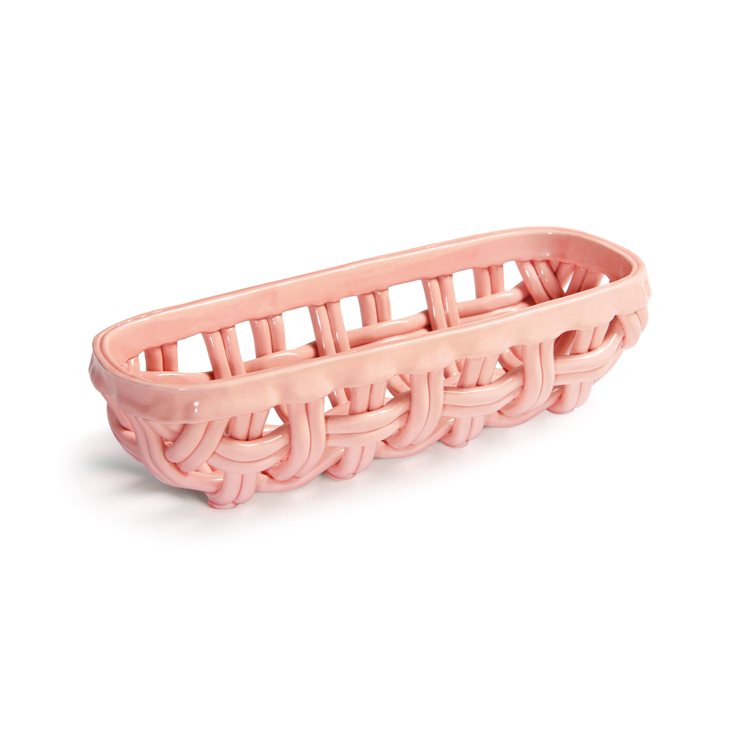 Corbeille à pain Studs céramique rose / L 30,5 cm - & klevering