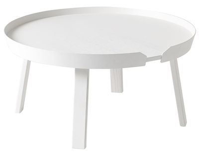 Arredamento - Tavolini  - Tavolino basso Around Large / Ø 72 x H 37,5 cm - Muuto - Bianco - Frassino tinto