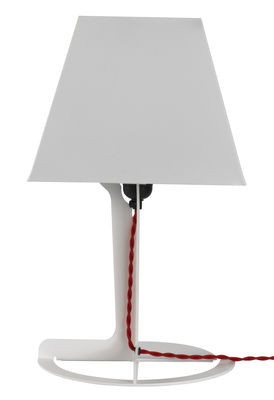 Lighting - Table Lamps - Fold Medium Table lamp by Established & Sons - White / red cable - Steel plate