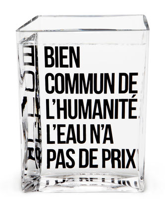 Table et cuisine - Carafes et décanteurs - Carafe La Lame d'Eau by Philippe Starck / 50 cl - Made in design Editions - Transparent / Message noir - Verre