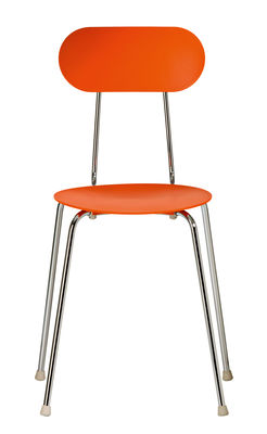 Furniture - Chairs - Mariolina Stacking chair - By Enzo Mari - Plastic & metal feet by Magis - Orange / Chromed feet - Chromed steel, Polypropylene