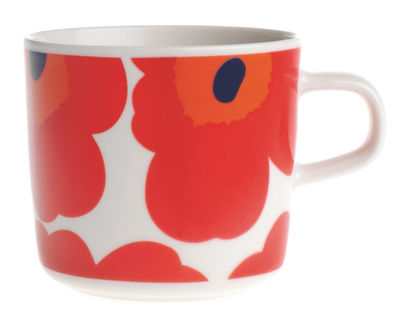 Table et cuisine - Tasses et mugs - Tasse à café Unikko / 20 cl - Marimekko - Unikko / Rouge - Porcelaine émaillée