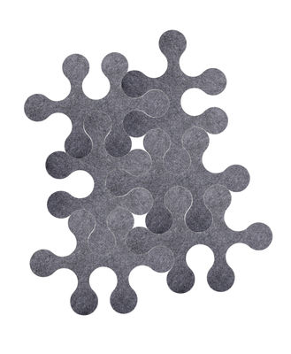 Furniture - Carpets - Molécules Rug - 6 pieces in a single colour grey by La Corbeille - Grey - Recycled felt