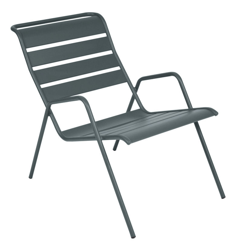 Furniture - Armchairs - Monceau Low armchair metal grey Stackable - Fermob - Storm Grey - Painted steel