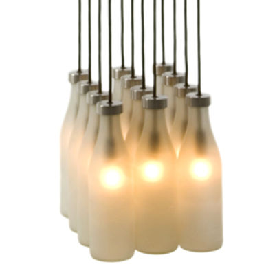 Illuminazione - Lampadari - Sospensione Milk Bottle 12 di droog - Traslucido / 12 bottiglie - Vetro