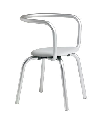 Mobilier - Chaises, fauteuils de salle à manger - Fauteuil Parrish / Métal & assise plastique - Emeco - Aluminium / Assise grise - Aluminium, Polypropylène recyclé