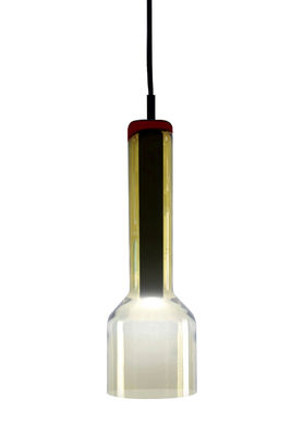 Lighting - Pendant Lighting - Stab Light Long Pendant - LED - Ø 10 x H 33 cm by Danese Light - Green / amber - Blown-moulded glass, Metal