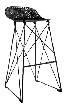 Furniture - Bar Stools - Carbon Outdoor High stool - Outdoor - Seat : H 76 cm by Moooi - H 76 cm - Black - Carbon fibre