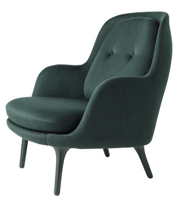 Furniture - Armchairs - FRI Padded armchair by Fritz Hansen - Dark green - Brushed aluminium, Kvadrat fabric, Polyurethane foam