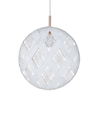 Lighting - Pendant Lighting - Chanpen Diamond Pendant - Ø 36 cm by Forestier - White / Diamond patterns - Woven acaba