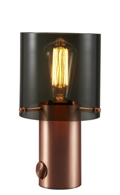 Luminaire - Lampes de table - Lampe de table Walter 1 / H 27 cm - Verre et cuivre - Original BTC - Verre anthracite / Cuivre satiné - Cuivre satiné, Verre