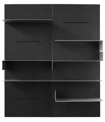 Furniture - Bookcases & Bookshelves - iWall Bookcase - composition with 2 boards - L 160 x H 190 cm by Zeus - Black - Phosphated steel