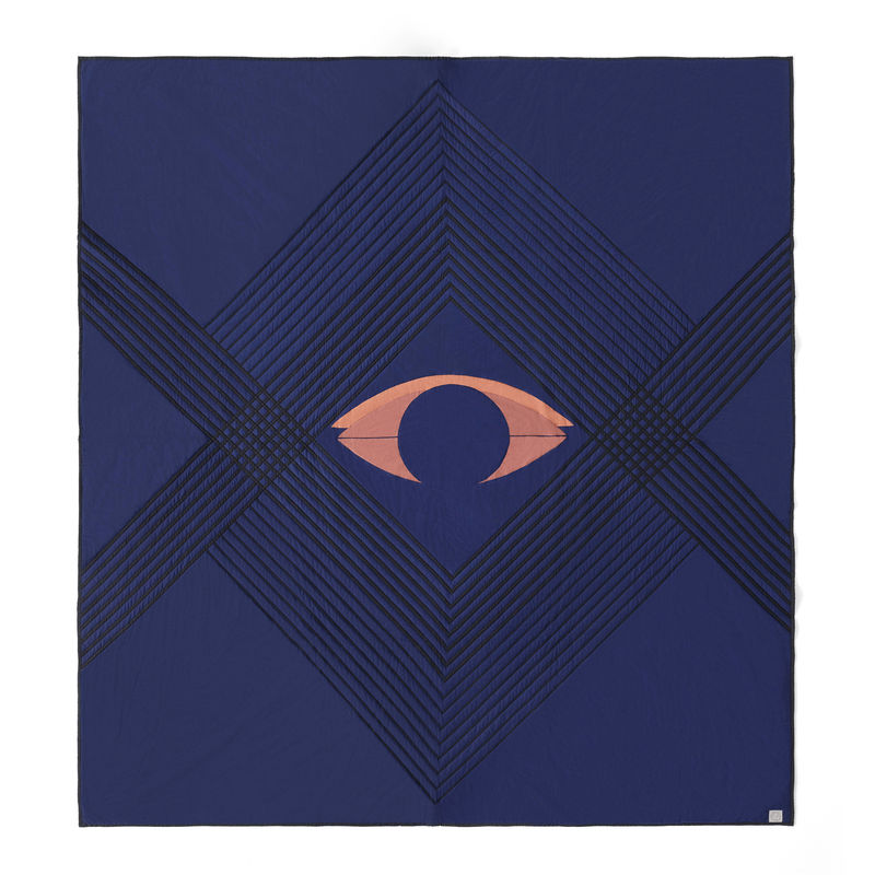 Interni - Tessili - Copriletto The Eye AP9 tessuto blu / 240 x 260 cm - Cotone biologico trapuntato - &tradition - Blu Notte - Cotone biologico, Ovatta di cotone organico