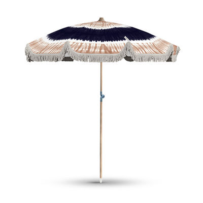 Outdoor - Parasols - Oia Parasol - / Reclining - Ø 200 cm by PÔDEVACHE - Tie-dye / Degraded beige & blue - Lacquered aluminium, Polyester cloth