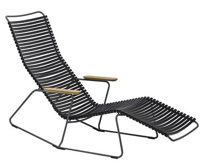 Outdoor - Sun Loungers & Hammocks - Click Reclining chair - Plastic & bamboo armrests by Houe - Black - Bamboo, Metal, Plastic material