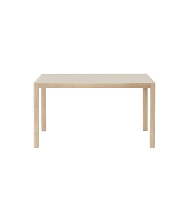 Furniture - Office Furniture - Workshop Rectangular table - / Linoleum - 130 x 65 cm by Muuto - Warm grey linoleum / Oak legs - Linoleum, Solid oak