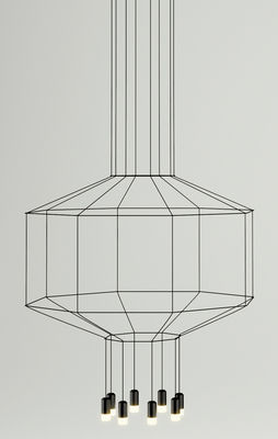 Illuminazione - Lampadari - Sospensione Wireflow - /  Ø 120 cm x H 62,5 cm di Vibia - Nero - metallo laccato, Teflon, Tessuto, Vetro
