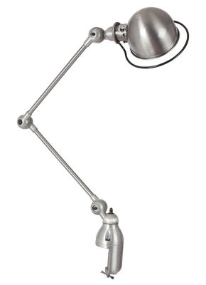 Luminaire - Lampes de table - Lampe de table Loft /Base étau - 2 bras articulés - H max 80 cm - Jieldé - Inox brossé - Acier inoxydable brossé